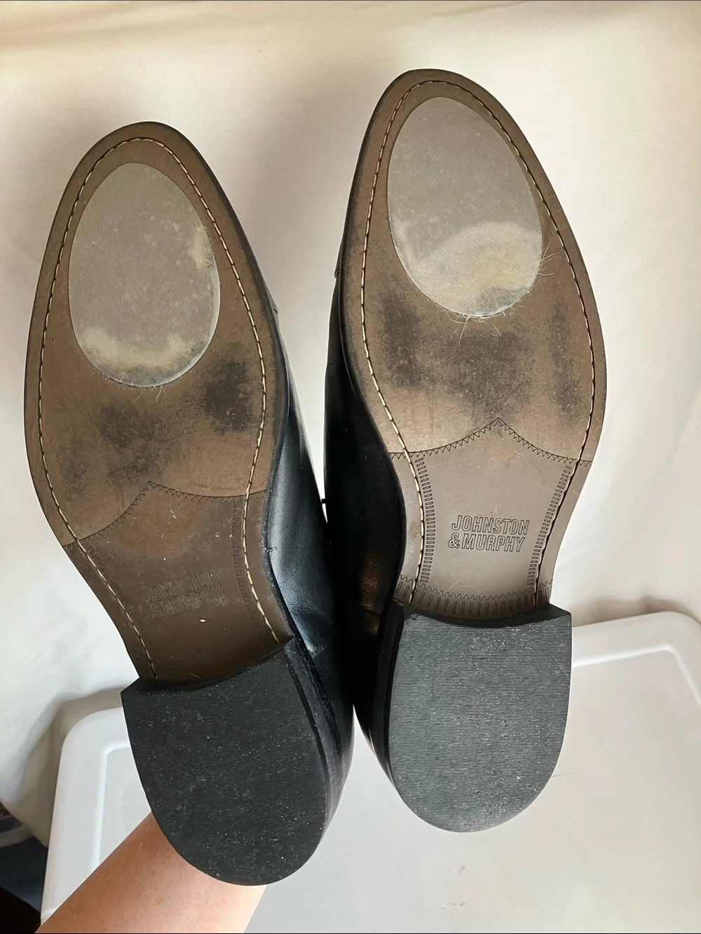 Johnston & Murphy Men's Landry Cap Toe black full grain leather dress shoes 9.5